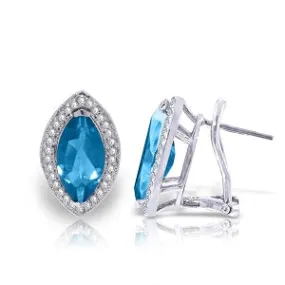 4.8 Carat 14K Solid White Gold Sharing Blue Topaz Diamond Earrings