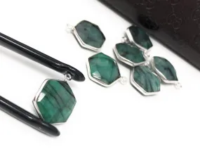 4Pcs /5Pcs Emerald Gemstone Charms, Sterling Silver Charms, May