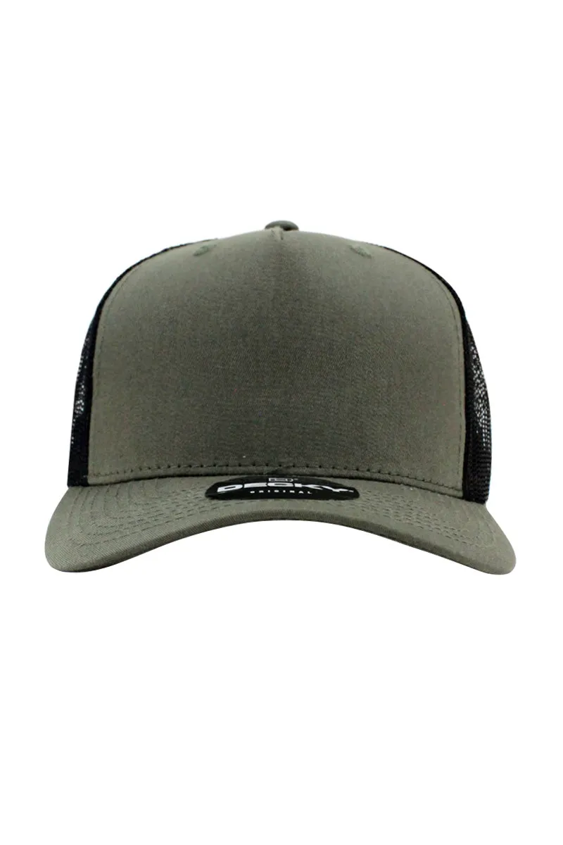 5 Panel Trucker Hat - Olive / Black