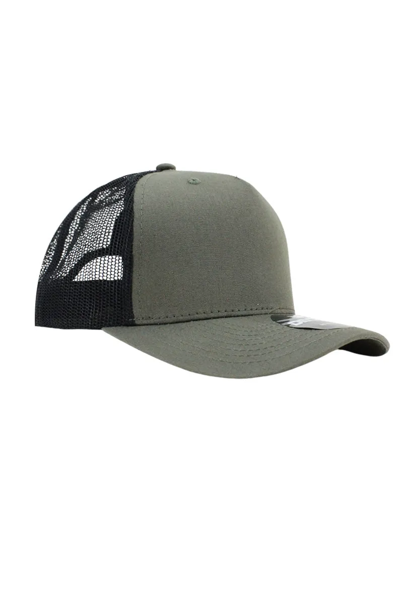 5 Panel Trucker Hat - Olive / Black