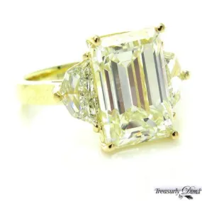 6.28CT ESTATE VINTAGE 3 STONE EMERALD CUT DIAMOND ENGAGEMENT WEDDING RING