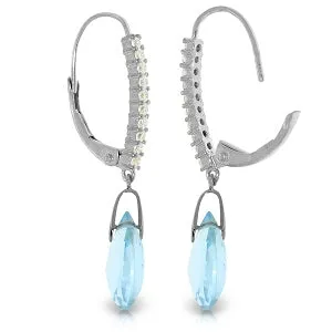 6.3 Carat 14K Solid White Gold St. Tropez Blue Topaz Diamond Earrings