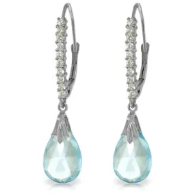 6.3 Carat 14K Solid White Gold St. Tropez Blue Topaz Diamond Earrings