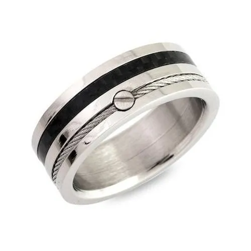 7.5mm Black & Steel Ring