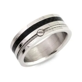 7.5mm Black & Steel Ring