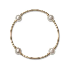 8mm White Pearl Blessing Bracelet - Gold Links