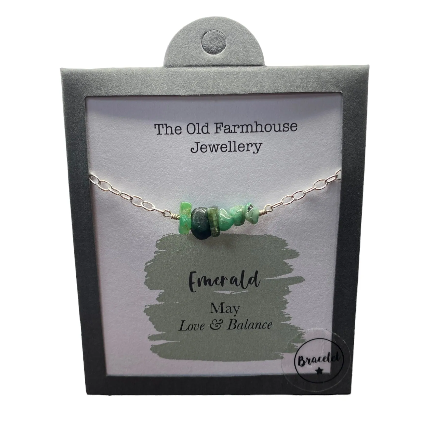 925 Silver & Emerald Set May Birthstone 8" - 9" Bracelet