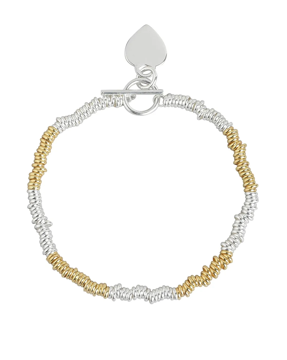 925 Sterling Silver Rhodium Plated With Gold Embellished Fancy Bracelet