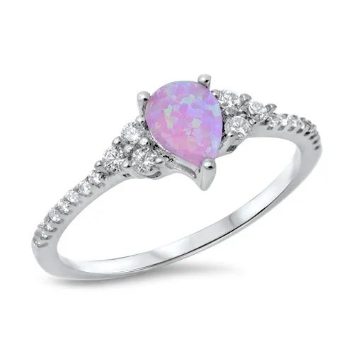 925 Sterling Silver Ring With Darker Blue Opal & CZ