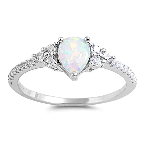 925 Sterling Silver Ring With Darker Blue Opal & CZ