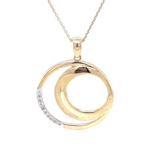 9ct Gold Cubic Zirconia Double Circle Pendant