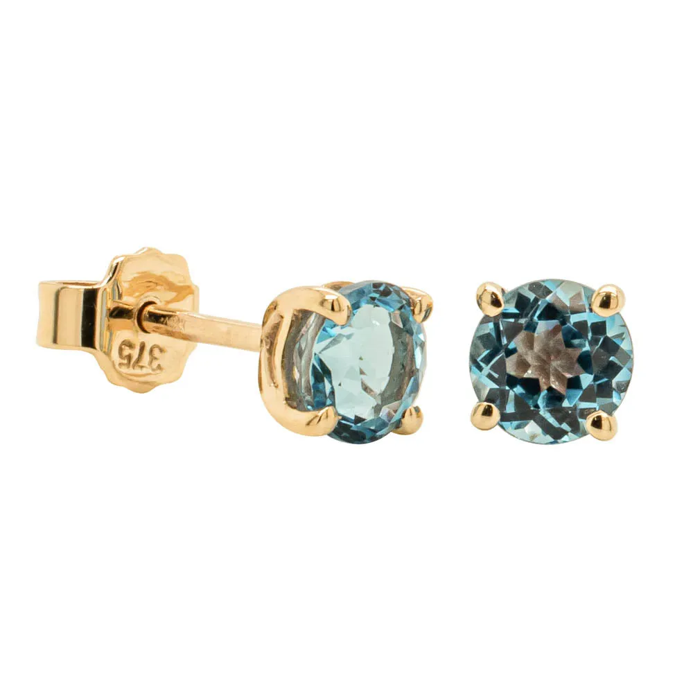 9ct Yellow Gold Blue Topaz Studs