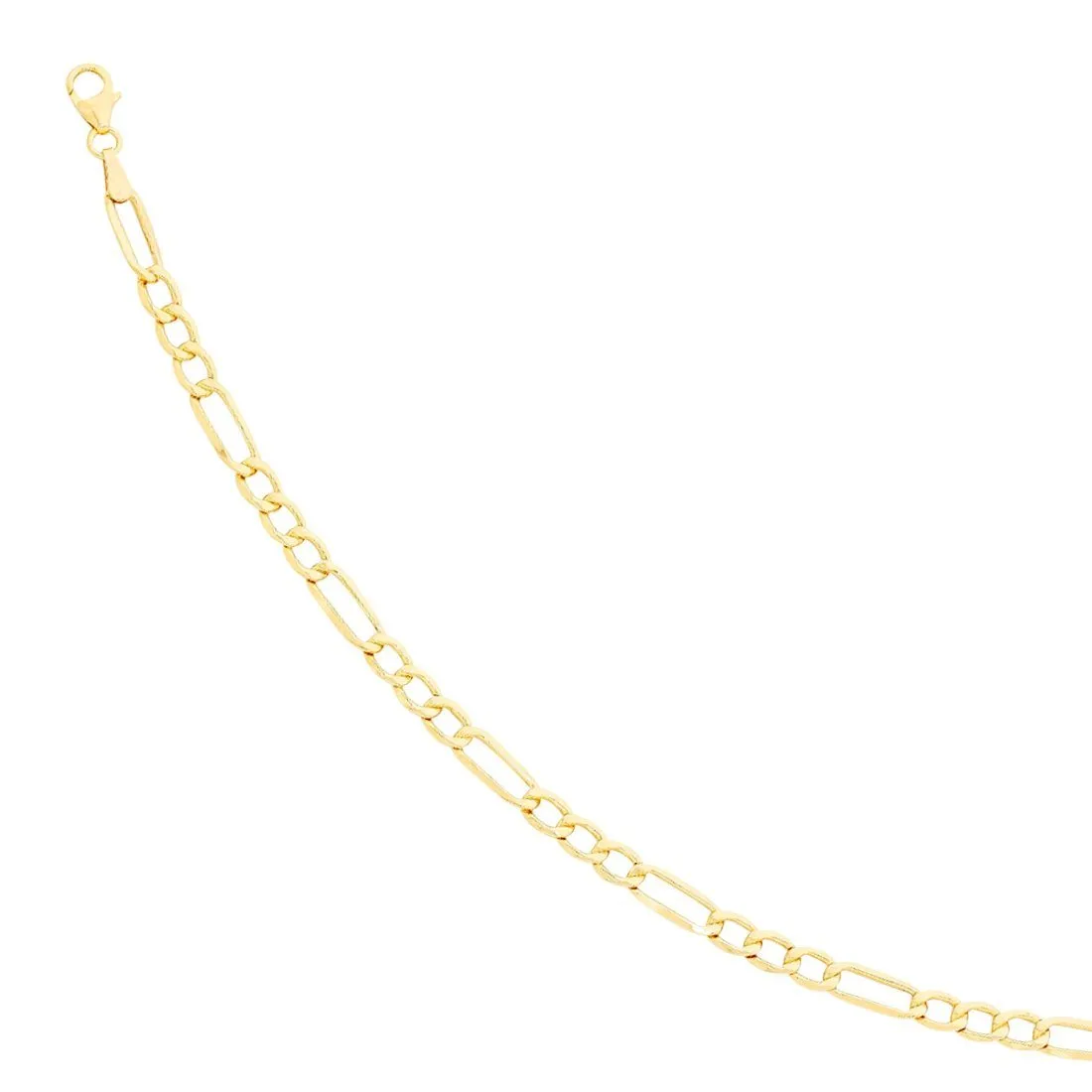 9ct Yellow Gold Silver Infused Figaro Bracelet