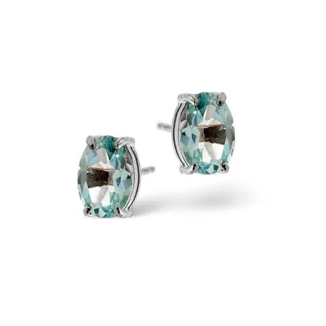 Acotis Diamonds 18K White Gold 5mm x Blue Topaz Earrings DCE02-BTW