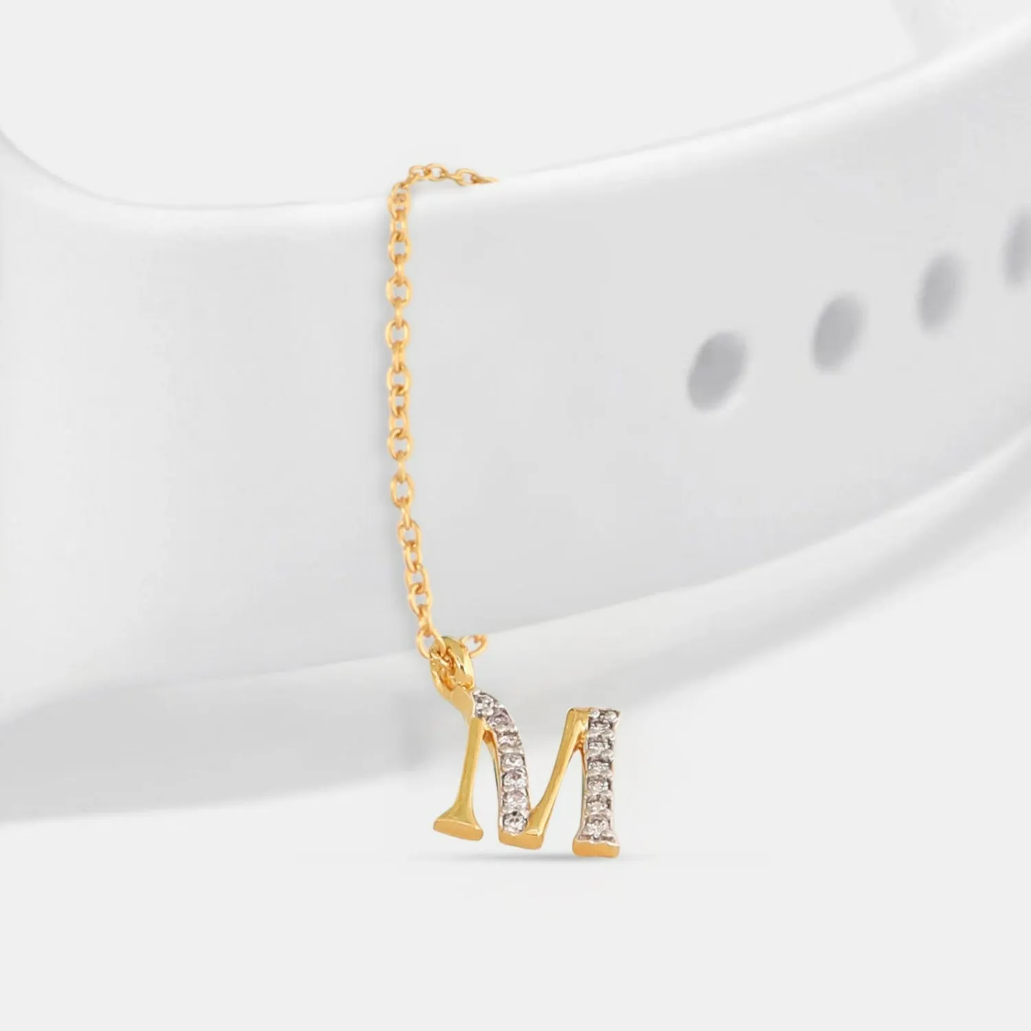 Alphabet CZ Gold Plated Silver Watch Charm