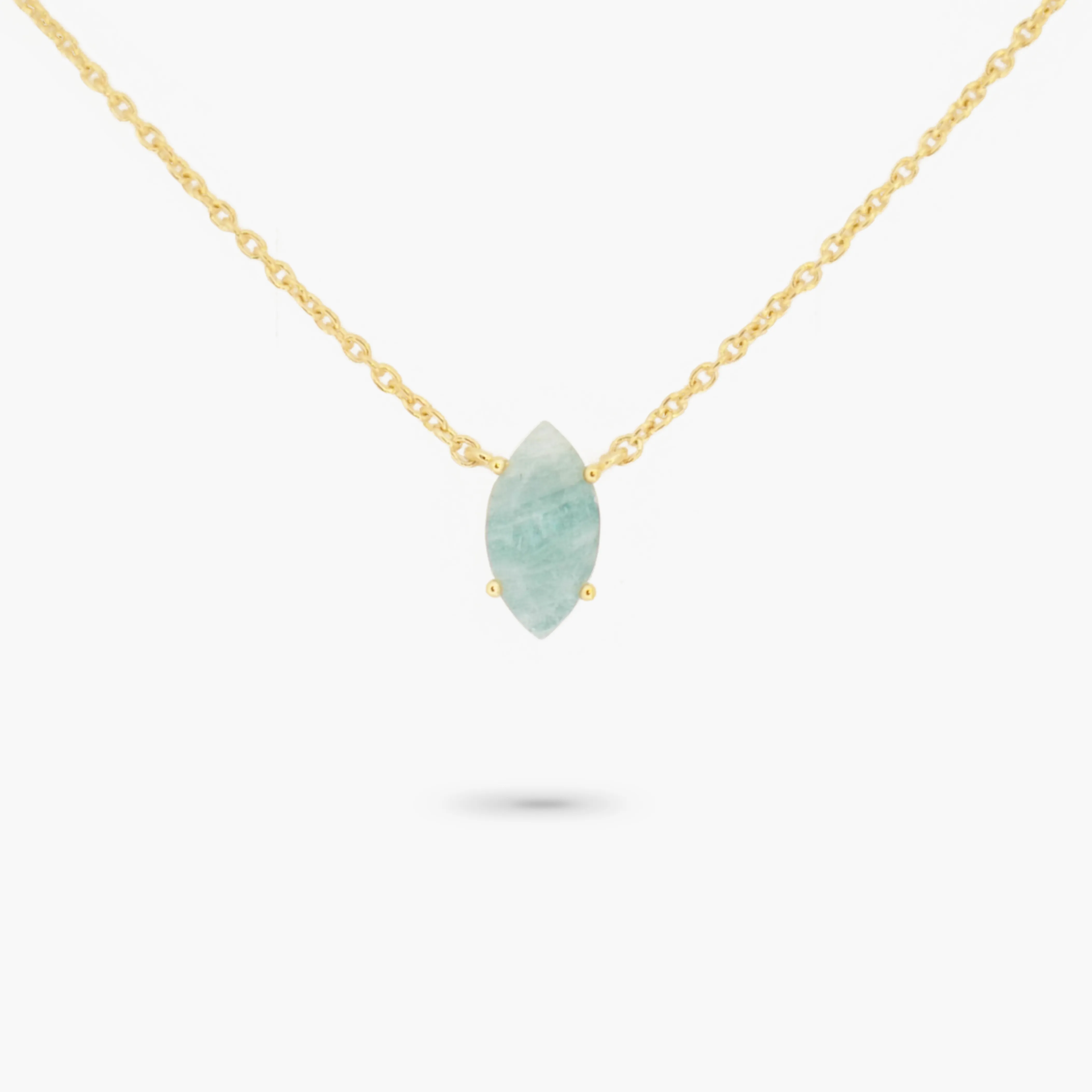 Amare Wear March Marquise Birthstone Necklace Aquamarine