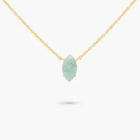 Amare Wear March Marquise Birthstone Necklace Aquamarine