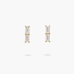 Amare Wear Mini Baguette White Topaz Studs