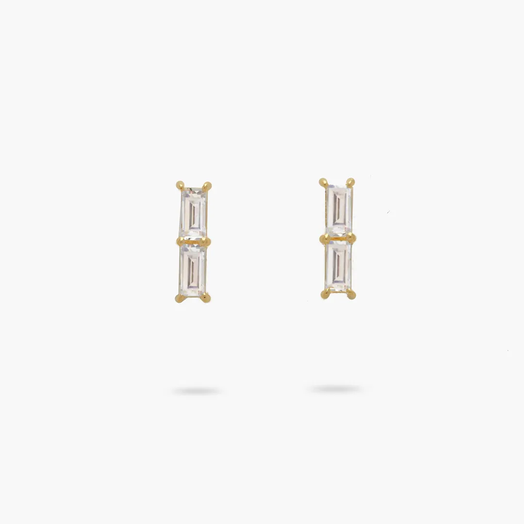 Amare Wear Mini Baguette White Topaz Studs