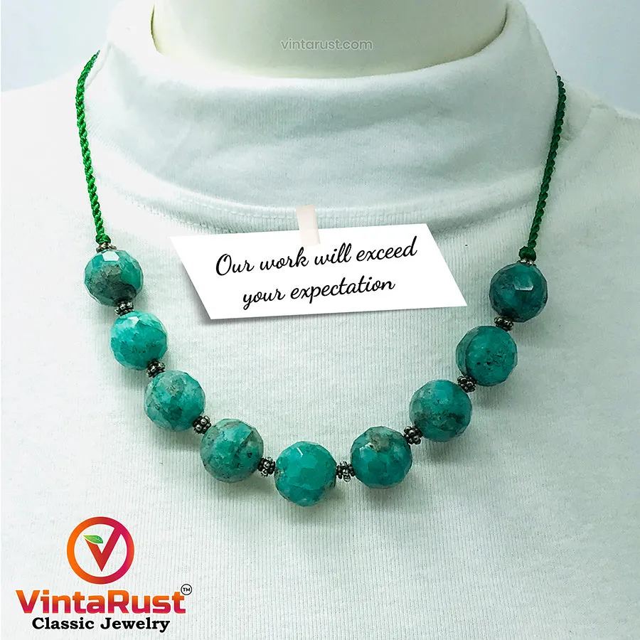 Amazonite Stone Beaded Choker Necklace