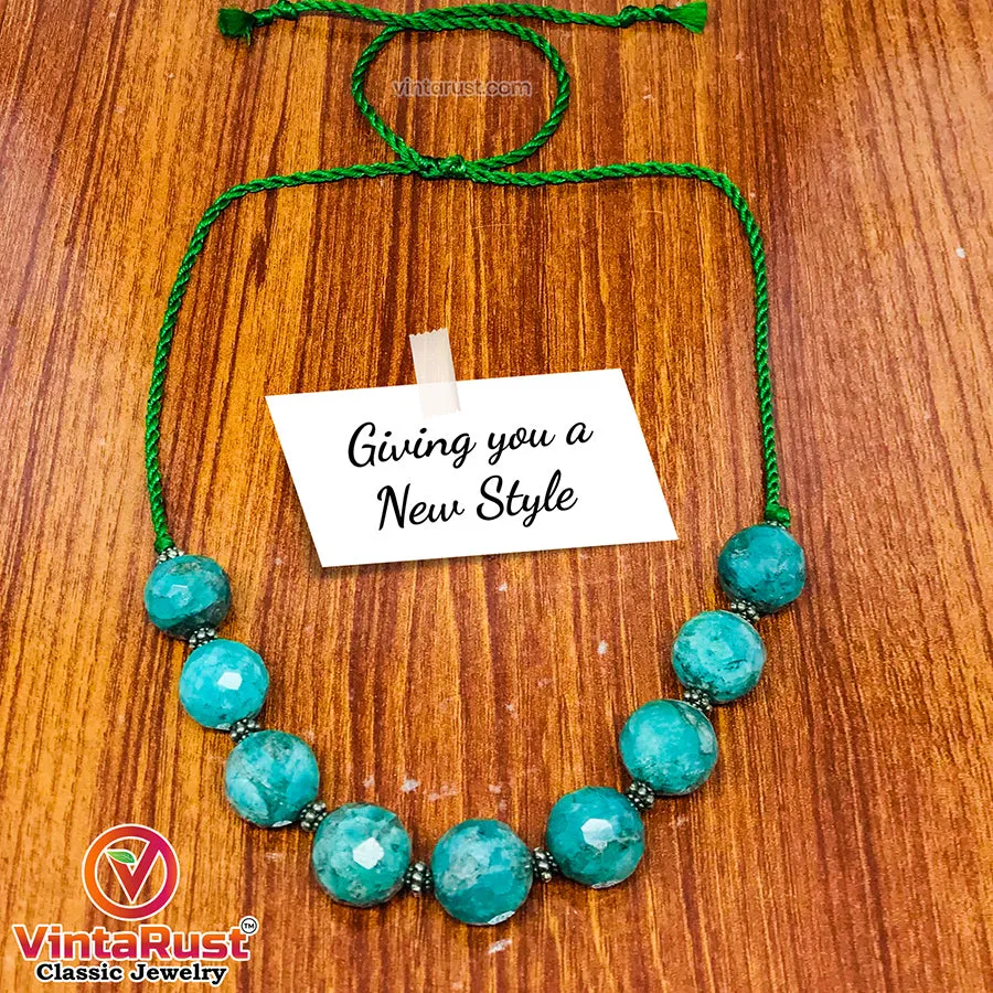 Amazonite Stone Beaded Choker Necklace