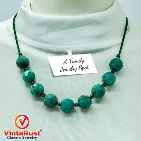 Amazonite Stone Beaded Choker Necklace