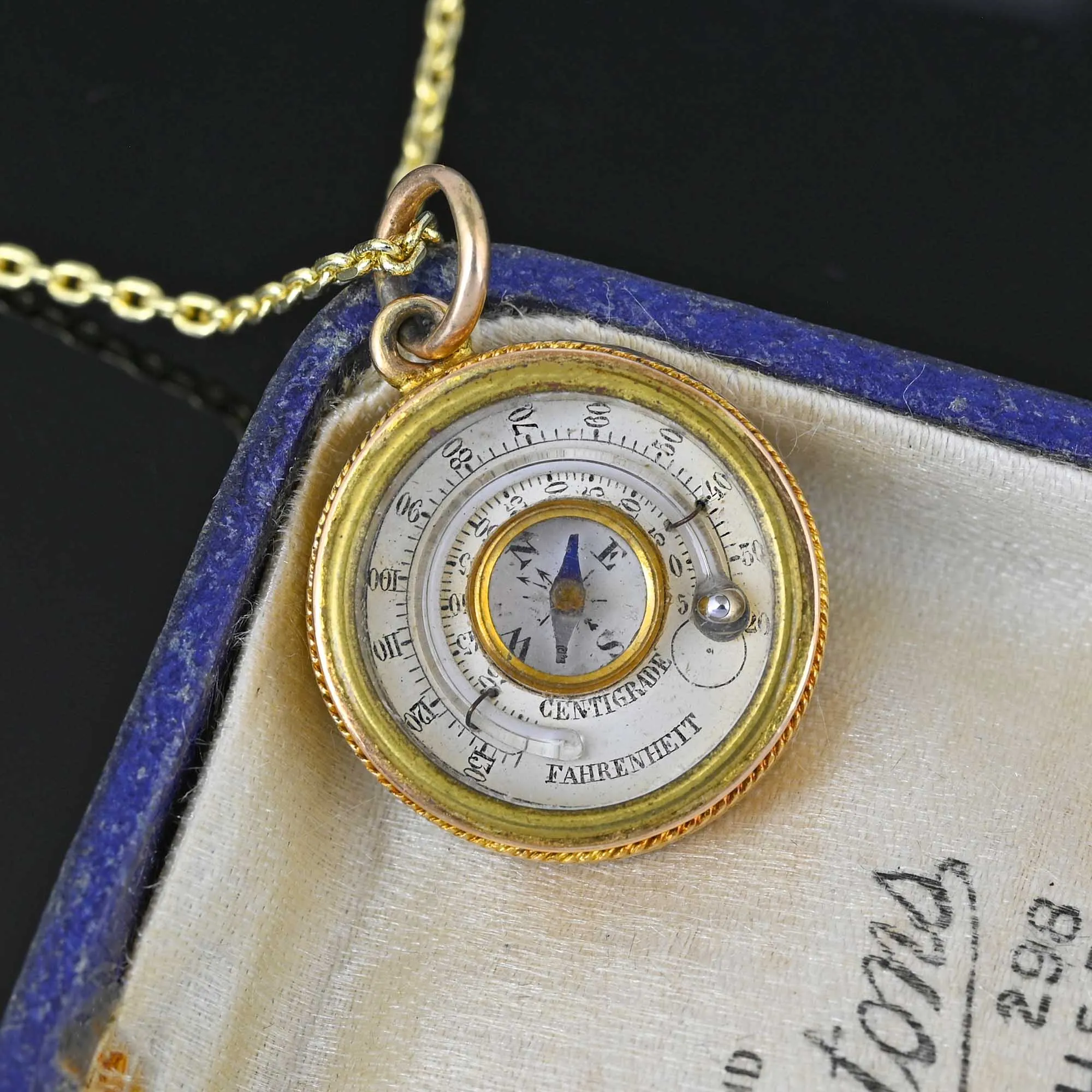 Antique 18K Gold Thermometer Compass Fob Pendant