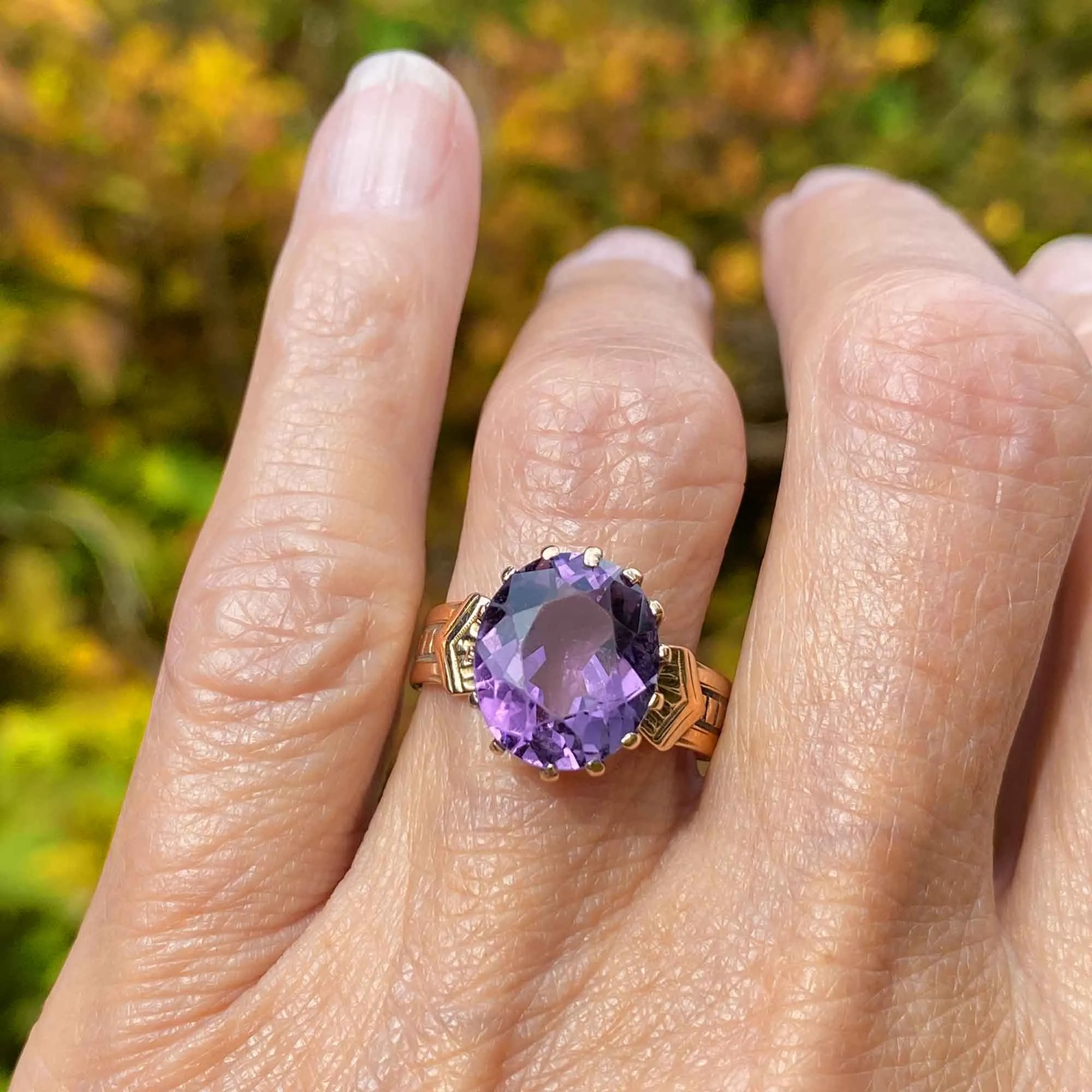 Antique Edwardian 14K Gold Amethyst Ring