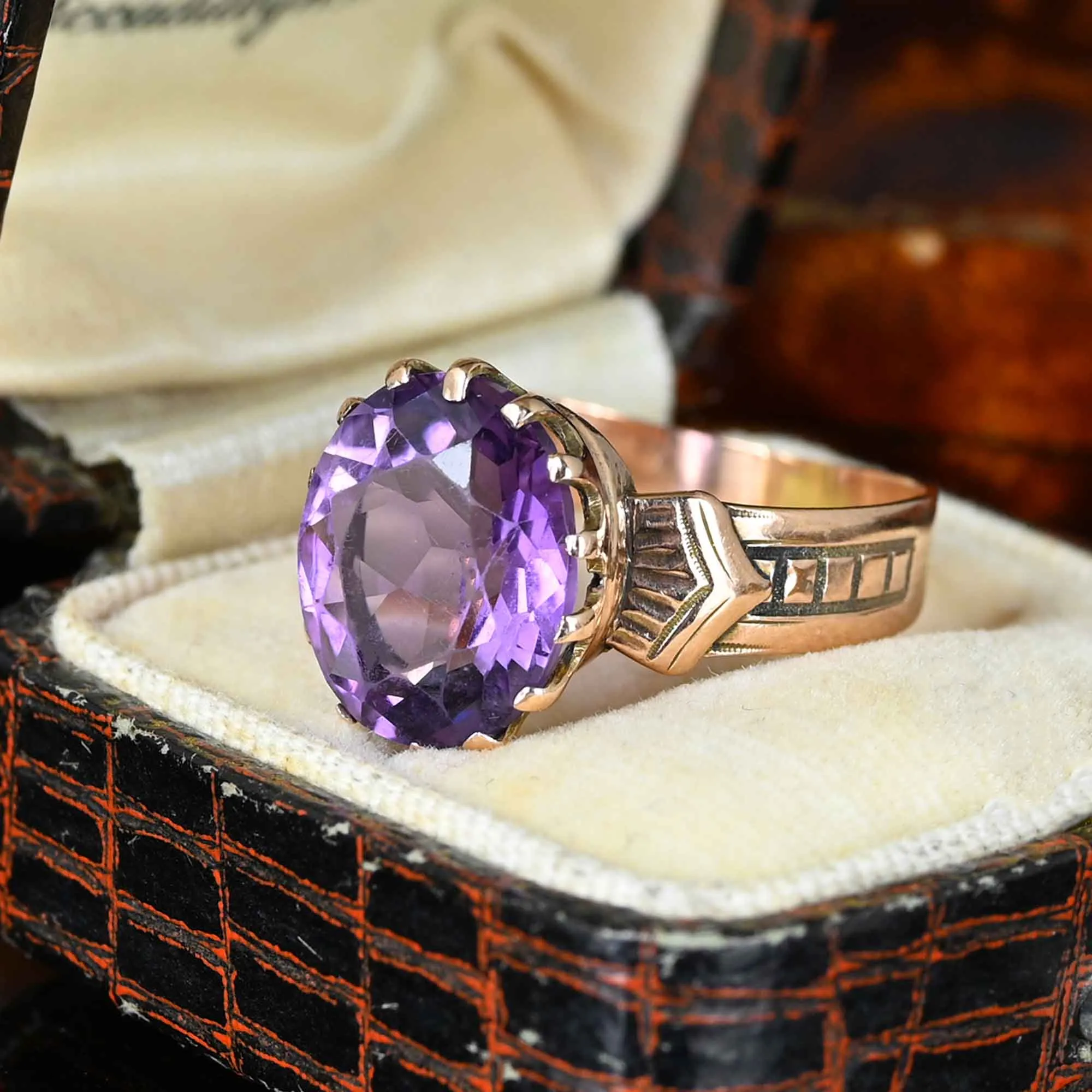 Antique Edwardian 14K Gold Amethyst Ring