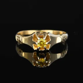 Antique Edwardian Belcher Citrine Ring in 14K Gold