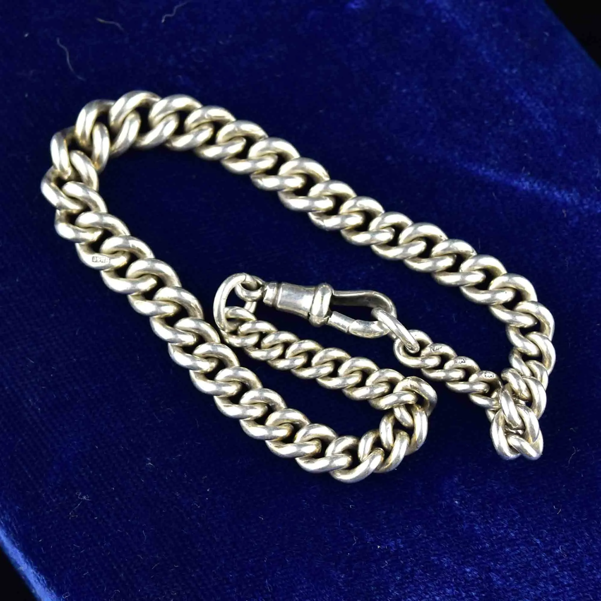 Antique Edwardian Silver Albert Watch Chain Bracelet