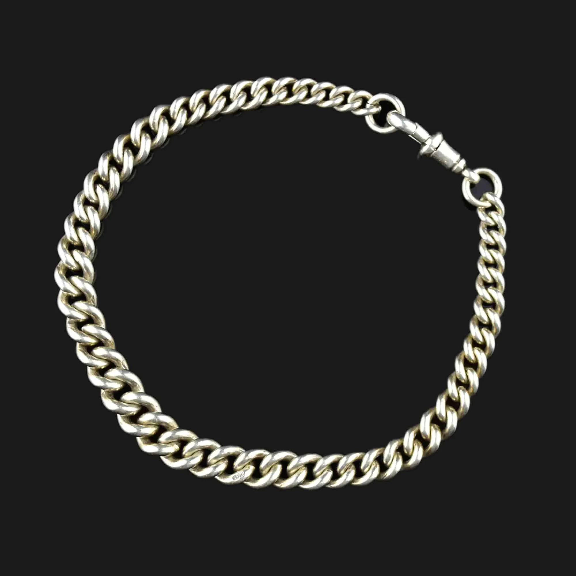 Antique Edwardian Silver Albert Watch Chain Bracelet