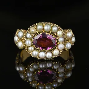 Antique Georgian Pearl Cluster Amethyst Ring