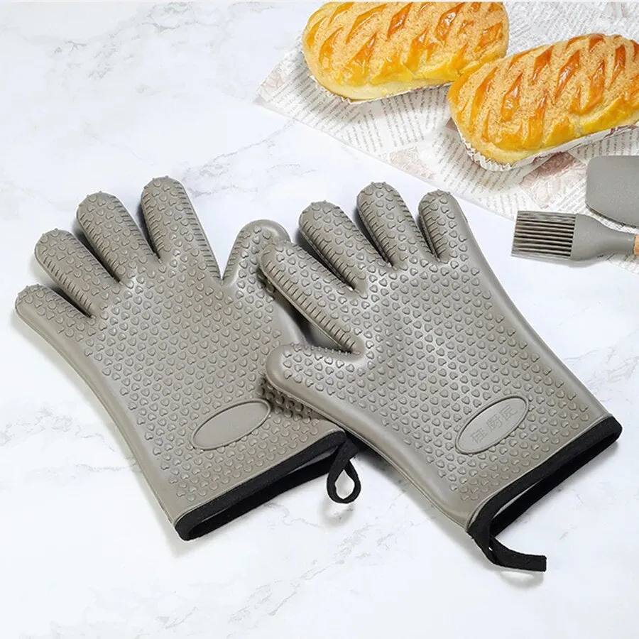 Anygleam Insulation Gloves Silicone Kitchen Accessories with Inner Cotton Heat Resistant Tool Kit Kitchenware for Cooking and Baking