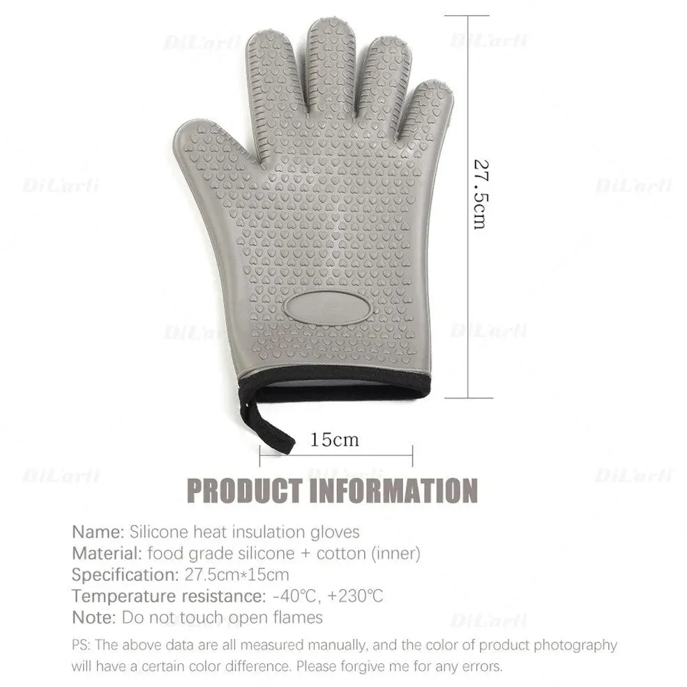 Anygleam Insulation Gloves Silicone Kitchen Accessories with Inner Cotton Heat Resistant Tool Kit Kitchenware for Cooking and Baking