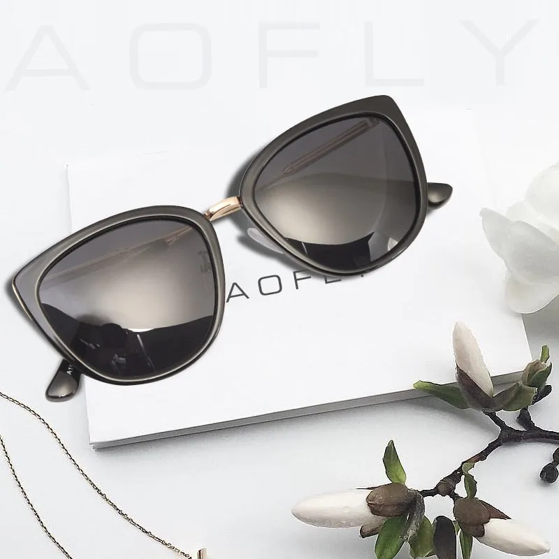 Aofly Women's Polarized Alloy Cat Eye Sunglasses A105