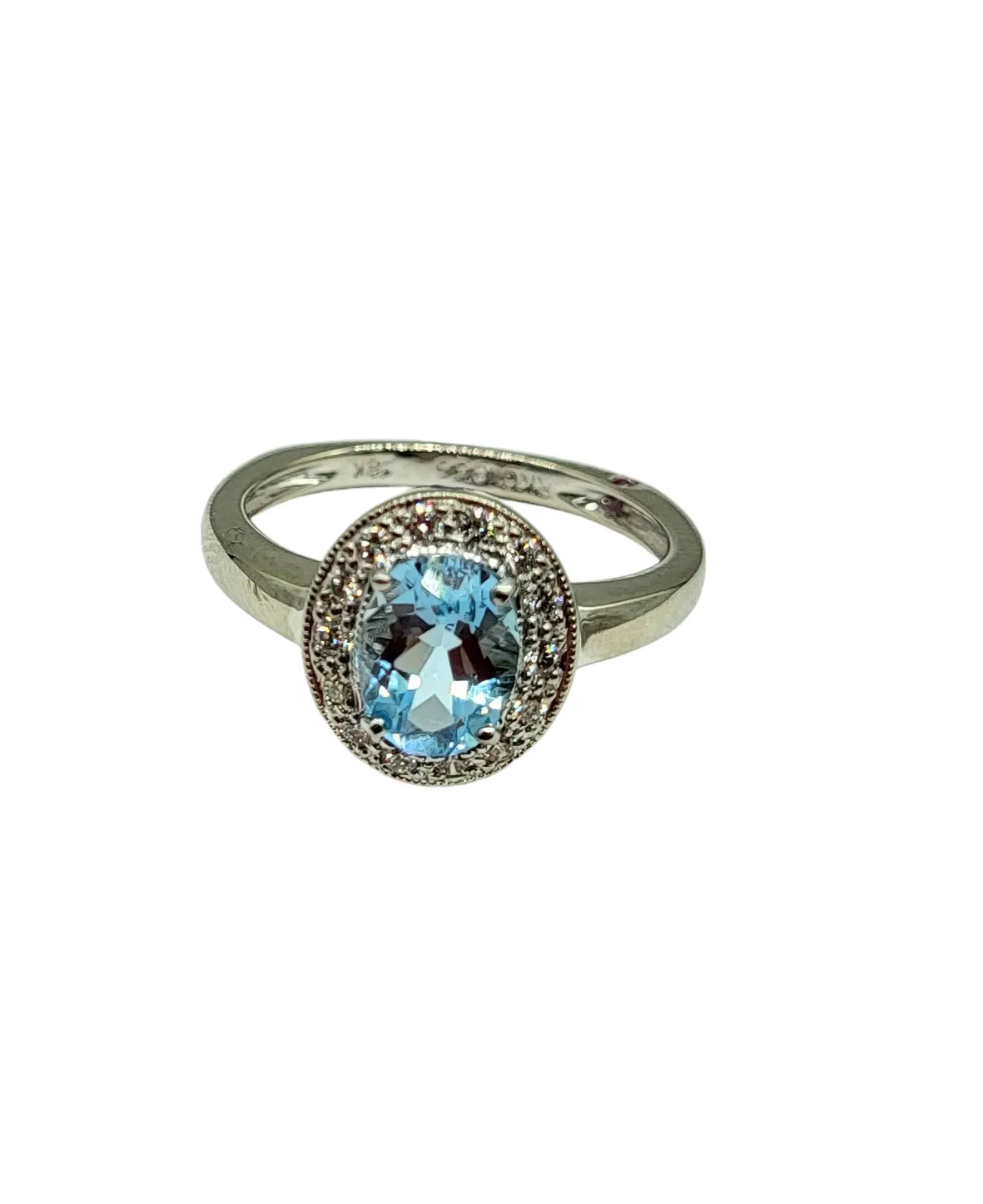 Aqua Marine and Diamond Ring