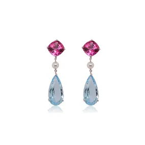 Aquamarine & Pink Topaz Earring