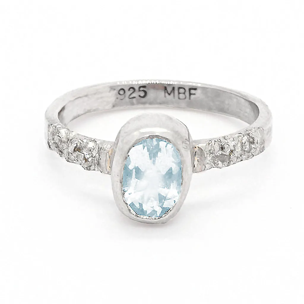 Aquamarine & Zircon Ring (size 6 1/2)