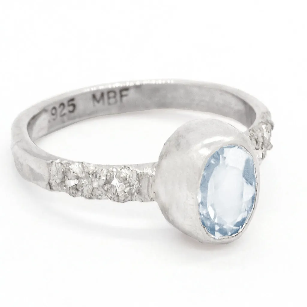 Aquamarine & Zircon Ring (size 6 1/2)