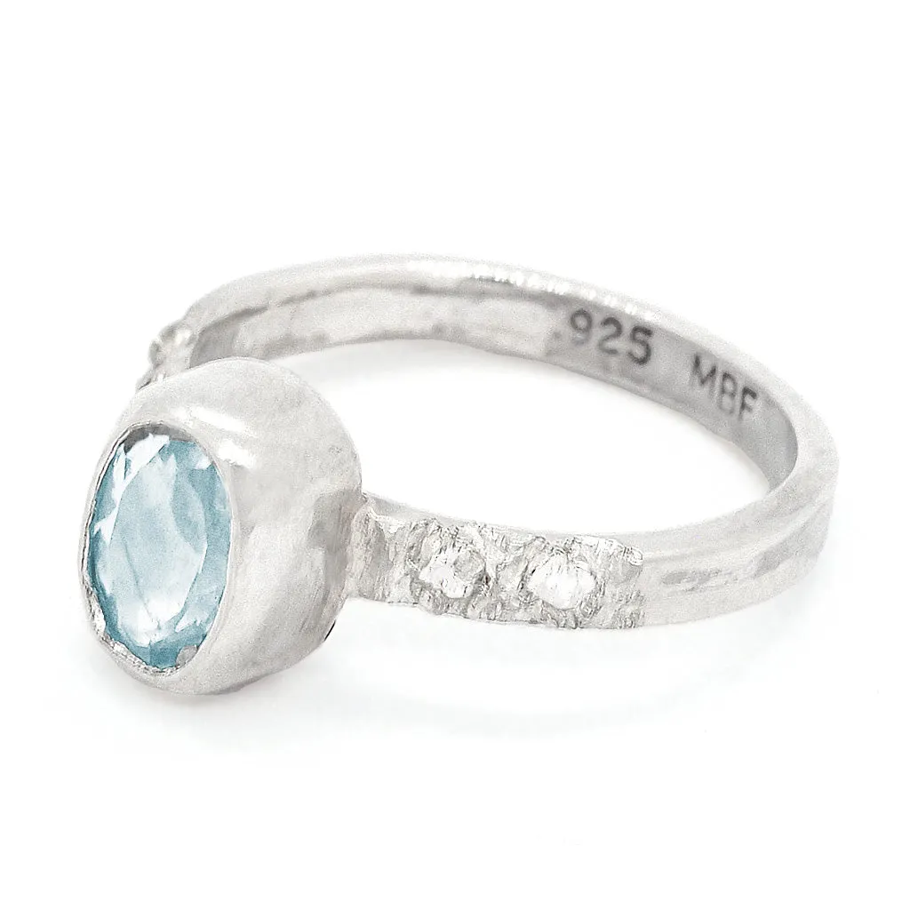 Aquamarine & Zircon Ring (size 6 1/2)