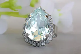 Aquamarine Crystal Ring