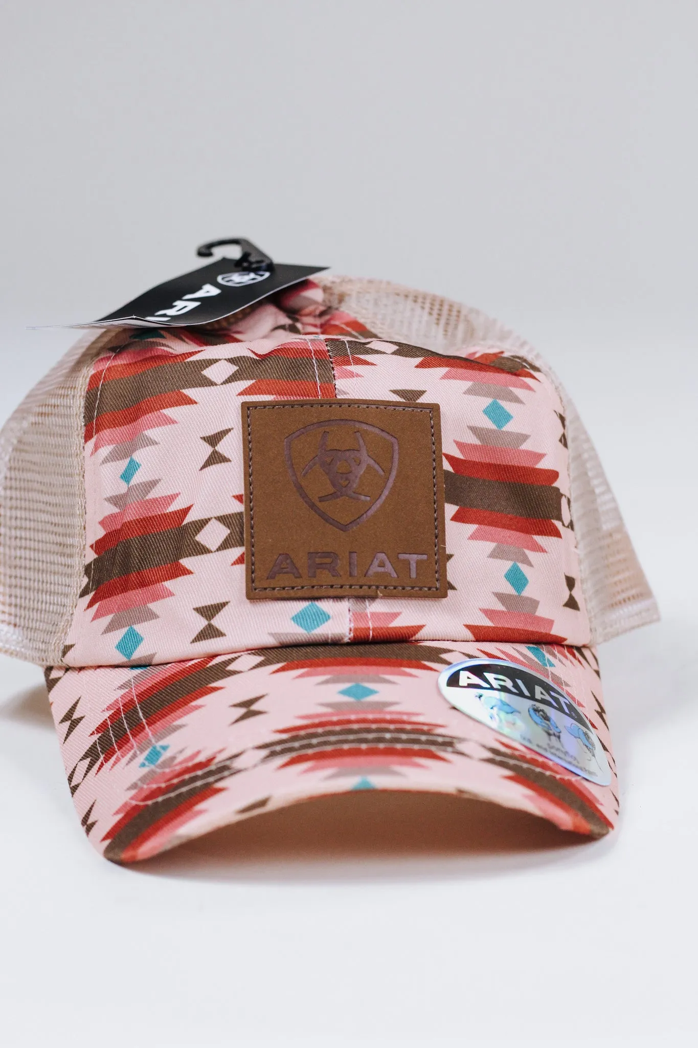 Ariat Ladies Ponyflow Cap Aztec Print Logo Pink