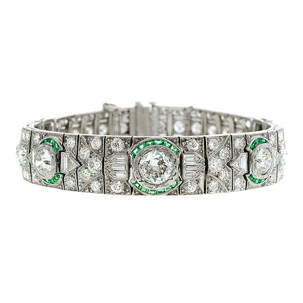 Art Deco Diamond & Emerald Bracelet