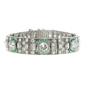 Art Deco Diamond & Emerald Bracelet