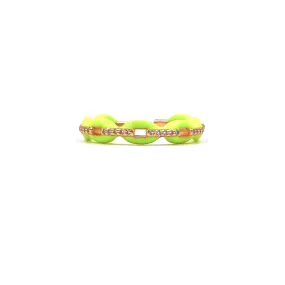 Ashley Gold Stainless Steel Gold Plated Neon Yellow Enamel CZ Band Ring