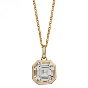 Asscher Cut White Topaz Pendant in Yellow Gold GP2285C