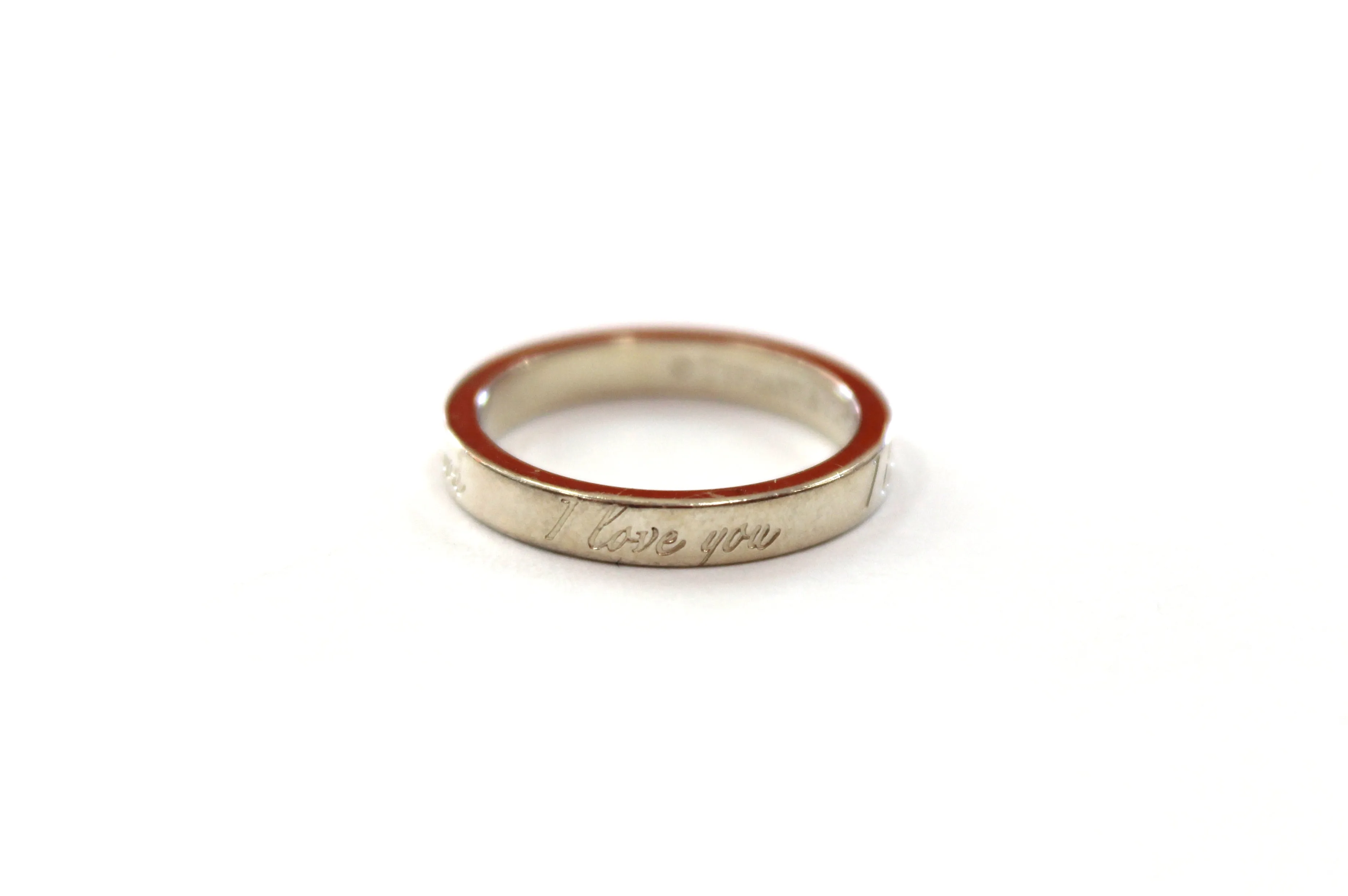 Authentic Tiffany & Co. Sterling Silver I love you script band ring size 4.5