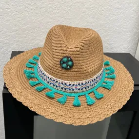 Bahamas  Straw Hat Decorated with tassels