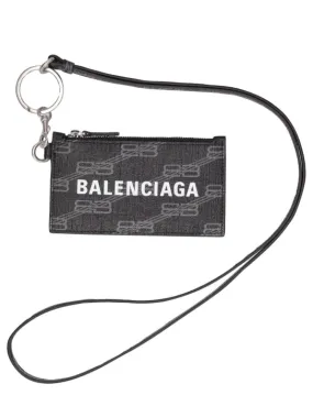 Balenciaga   Faux leather zip card holder w/ keyring 